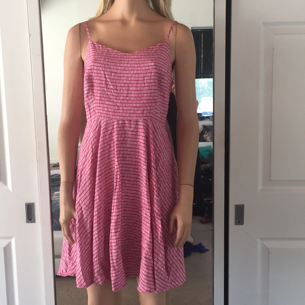 Pretty Pink/Crm Stripped Spaghetti Strap Sundress